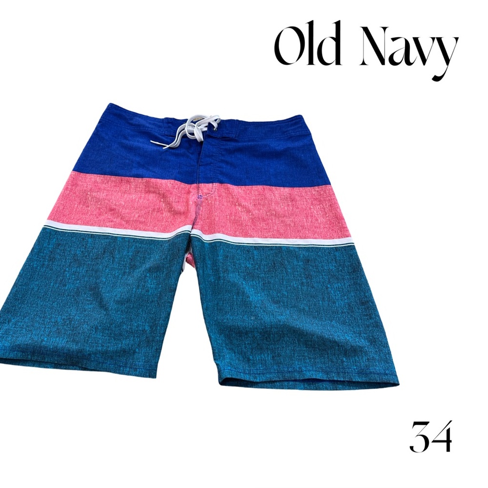 Old Navy Colorblock swim trunks board shorts size 34 GUC